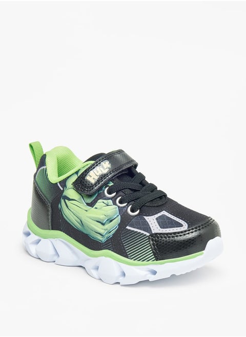 Marvel Hulk Print Shoes with Hook and Loop Closure