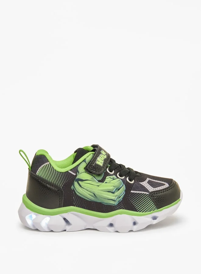 MARVEL Marvel Hulk Print Shoes with Hook and Loop Closure