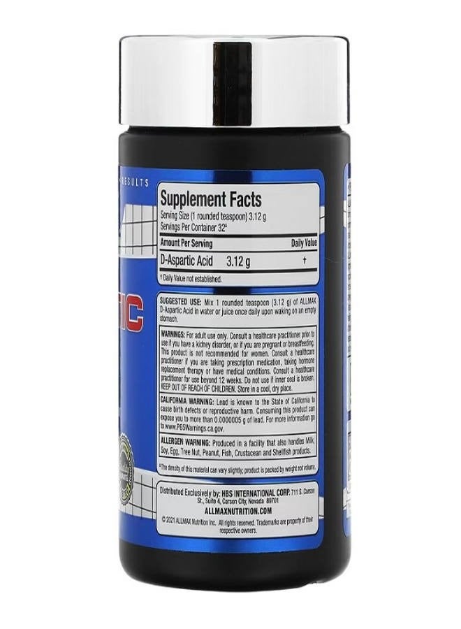 Allmax D Aspartic Acid 3.53 oz 100 g - Image 2