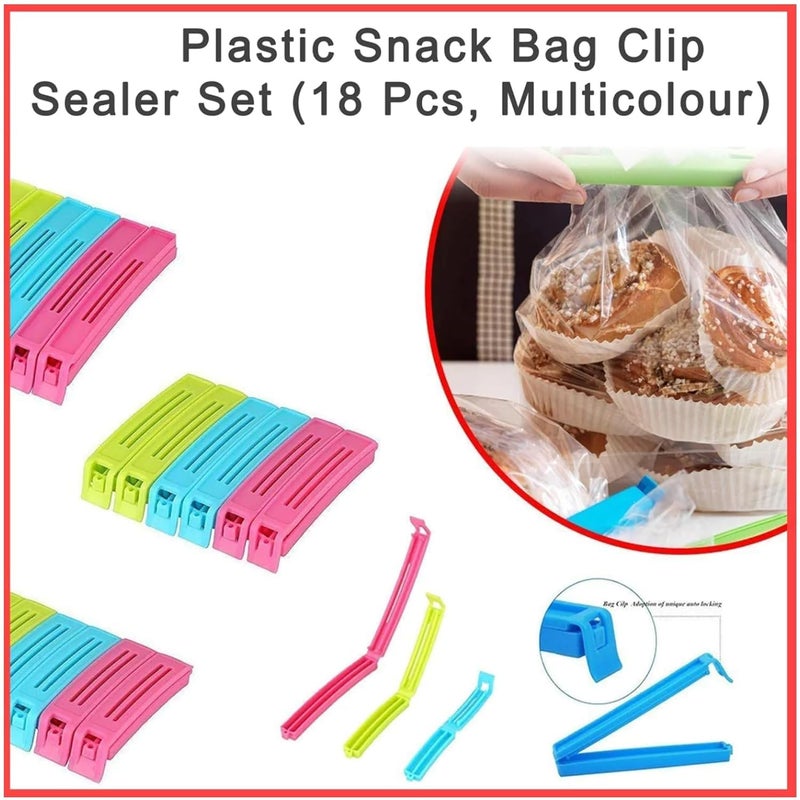 WINZELLA WINZELLA Series 18 Pcs 3 Different Size Plastic Food Snack Bag Pouch Clip Sealer Large Medium Small Plastic Snack Seal Sealing Bag Clips Vacuum Sealer Set of 18 MultiColor Multicolor - Image 3