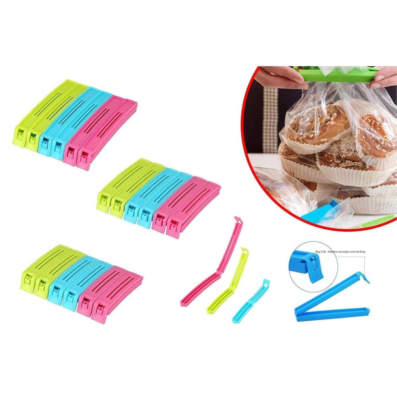 WINZELLA WINZELLA Series 18 Pcs 3 Different Size Plastic Food Snack Bag Pouch Clip Sealer Large Medium Small Plastic Snack Seal Sealing Bag Clips Vacuum Sealer Set of 18 MultiColor Multicolor - Image 4