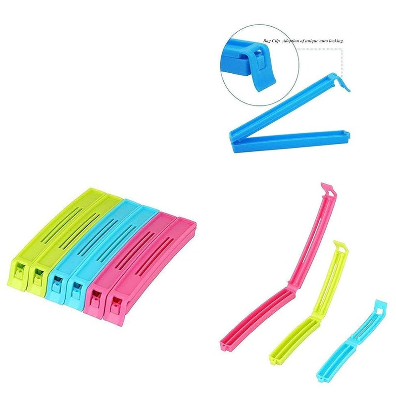 WINZELLA WINZELLA Series 18 Pcs 3 Different Size Plastic Food Snack Bag Pouch Clip Sealer Large Medium Small Plastic Snack Seal Sealing Bag Clips Vacuum Sealer Set of 18 MultiColor Multicolor - Image 2
