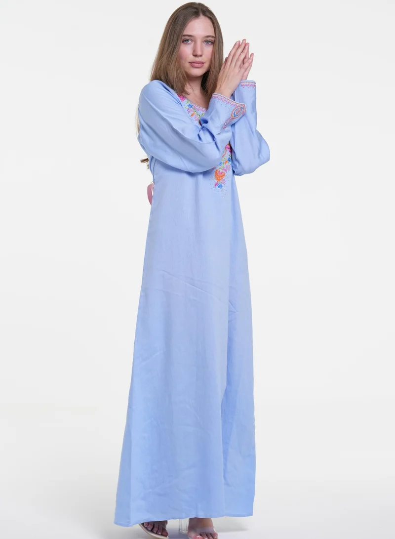 AL BENT AL SHARQIEH blue mukhawar jalabiya traditional dress for Women | Best Price UAE