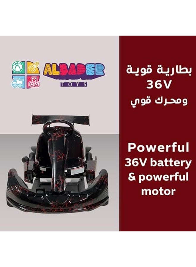 البدر سيارة كارتينج دريفت للاطفال من البدر، سياره كهربائية كريزي دريفت 36 فولت مع عجلات LED، موسيقى بلوتوث، 3 سرعات وعكسية، فرامل اليد، لعبة ركوب كهربائية بنمط سباق للاولاد والبنات - Image 3