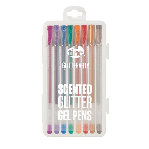 TINC Glitterarty Liquid Gel Pens for Kids, Set of 8 Different Glittery Colours with a Fruity Fragrance, Includes Snap Shut Carry Case, Great for School, Home & Trips, Pack of 8 (GLITGLPN) - Image 4