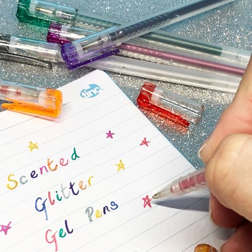 TINC Glitterarty Liquid Gel Pens for Kids, Set of 8 Different Glittery Colours with a Fruity Fragrance, Includes Snap Shut Carry Case, Great for School, Home & Trips, Pack of 8 (GLITGLPN) - Image 3