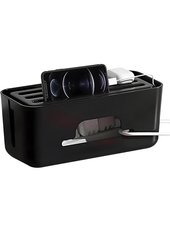 promass Cable Management Box, Extension Large Wire Organizer Box with Slotted Top, High Utility Advanced Cable Management Box, Power Strip Holder for Bedside, Home, Living Room, Office Desk