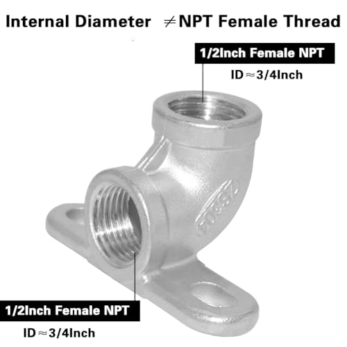 JoyTube Stainless 12 Female NPT x 12 NPT Female Fixed Drop Ear 90 Degree Elbow Cast Pipe Crimp Fitting for Water Plumbing with Base Plate Pack of 2 - Image 3