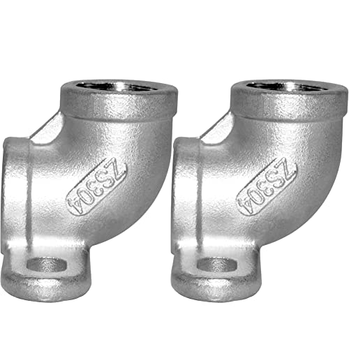 JoyTube Stainless 12 Female NPT x 12 NPT Female Fixed Drop Ear 90 Degree Elbow Cast Pipe Crimp Fitting for Water Plumbing with Base Plate Pack of 2 - Image 1