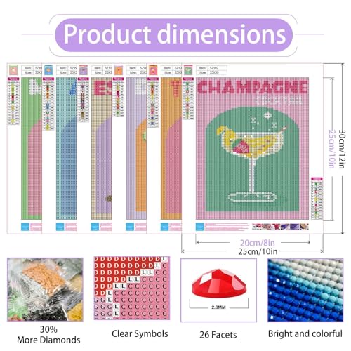 Ycydilirab 6 Pack Diamond Art Kits for Adults,Cocktail 5D Diamond Painting Kits for Adults,Beginner DIY Gem Painting Perfect for Gifts and Home Wall Decor 10x12inch - Image 4