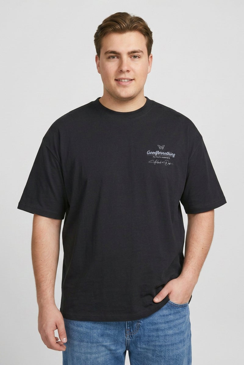 GOOD FOR NOTHING Men Crew Neck Short Sleeve Graphic Print T-Shirt, Black - Image 1