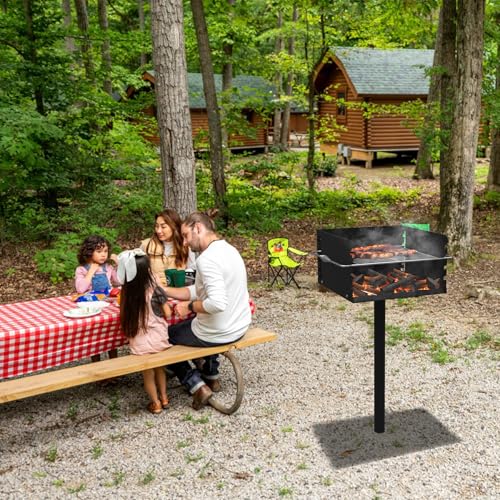 Toriexon Park Grills, 256 Sq. In, Park Style Charcoal Grill, Heavy Duty In Ground Park Grill with Stainless Steel Cooking Grate and Cover for Commercial and Outdoor Cooking 16'' L x 16'' W x 8'' H - Image 2