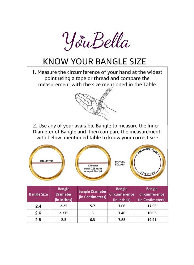 YouBella أساور ذهبية مطلية بالألماس الأمريكي من يوبيلا للنساء والفتيات (2.8) - Image 5