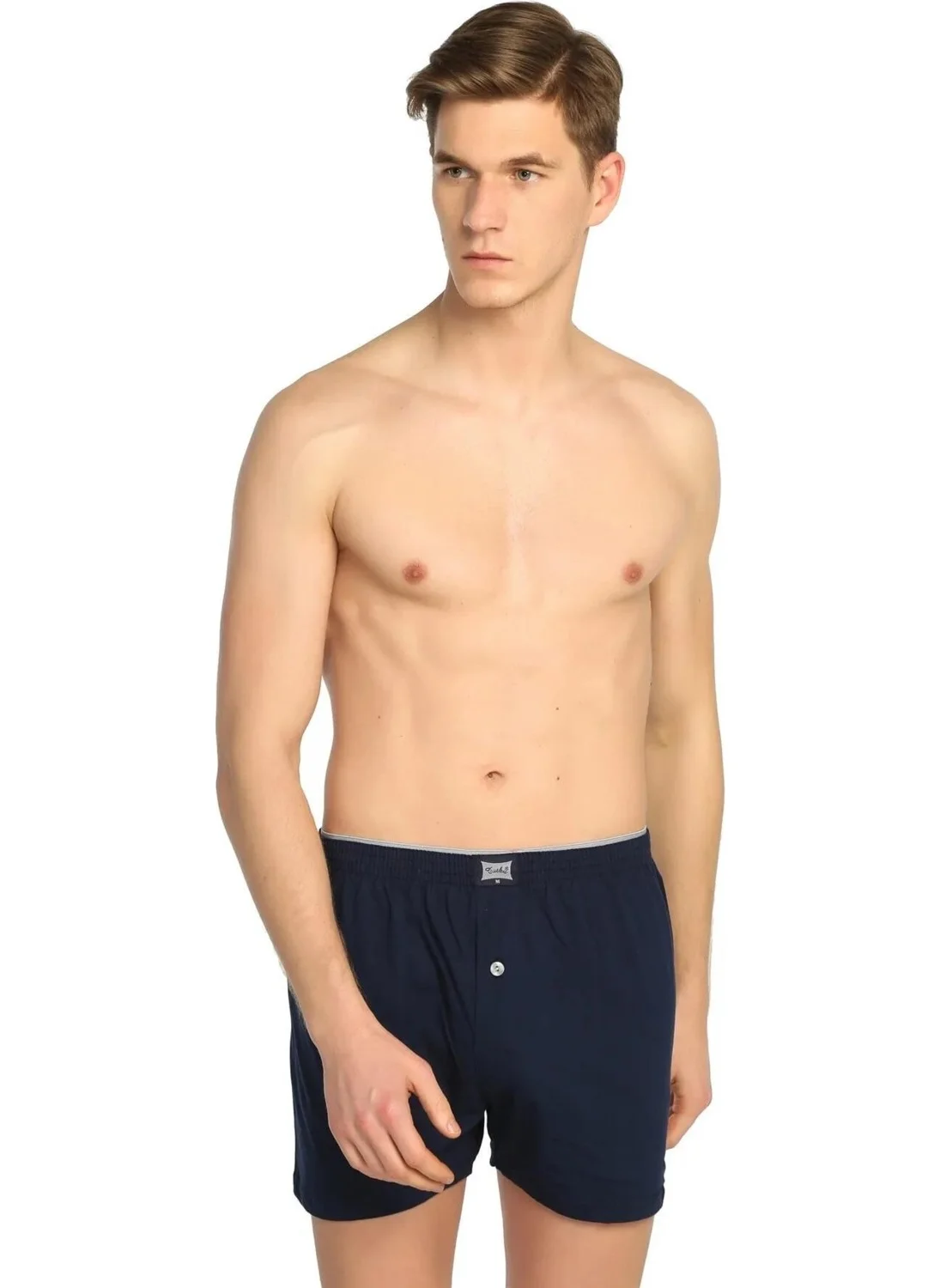 Tutku Passion Men's Combed Cotton Buttoned Plain Color Boxer 0117 - 3 Pieces