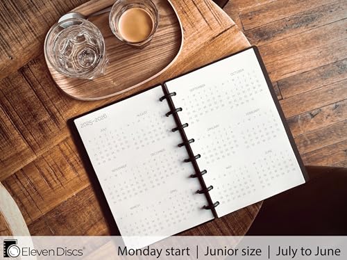 Eleven Discs July 2025–June 2026 Academic Year Monthly Planner, Monday Start, Junior Size, Two Styles (Separated, Booklet), Premium Heavyweight Discbound Notebook Paper for Circa, Arc, TUL (40 Sheets) - Image 2