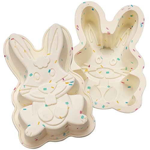 Dootafy Easter Bunny Molds 2 Pack Bunny Cake Pan Rabbit Cake Mold Silicone Cute Cake Molds Jumbo Bunny Breakable Chocolate Gummy Mold for Baking Easter Day Party Cake Dessert Giant Gummy - Image 1
