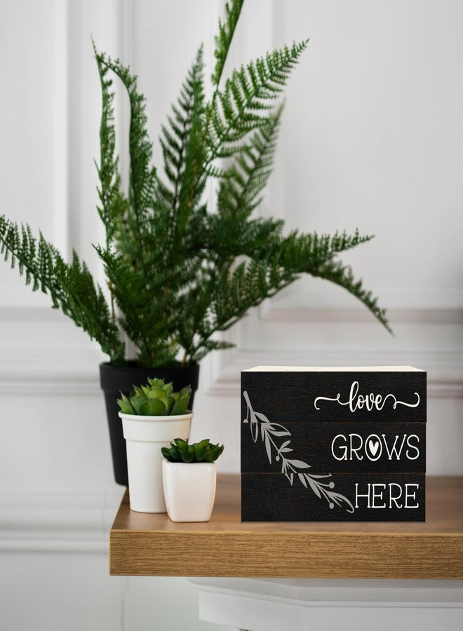 BXVRT Decorative Book Stack for Farmhouse, Greenery Tiered Tray Decor Housewarming Gifts, Inspirational Stacked Books Set, Love Grows Here Wooden Book Decor for Home Office Living Room Table Shelf -19 - Image 3