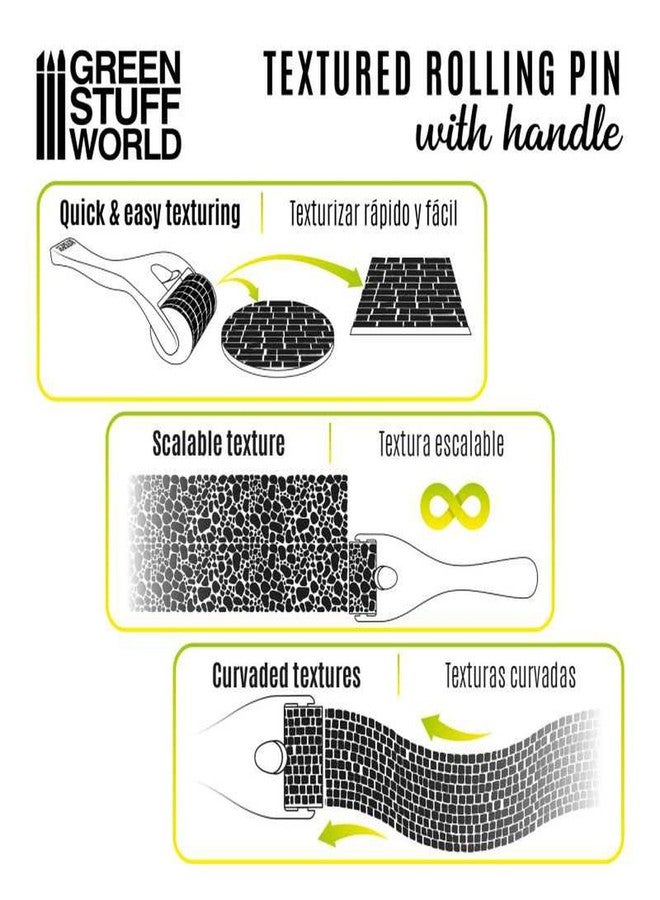 Green Stuff World - Rolling pin with Handle - Cobblestone Small 10483 - Image 2