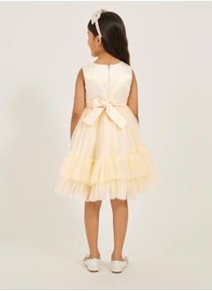 Styli Embellished Layered Ruffle Hem Dress with Bow Detail  - Image 4