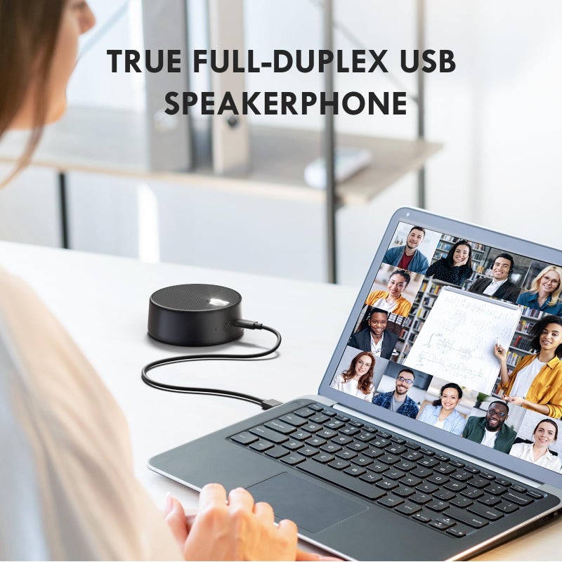 ROFALL مكبرات صوت كمبيوتر ROFALL USB مع ميكروفون، مكبر صوت للكمبيوتر المحمول مع ميكروفون، وضعين صوتيين، التقاط صوت محسن بدون استخدام اليدين، متوافق مع زووم للمكالمات الشخصية واجتماعات المكتب المنزلي - Image 5