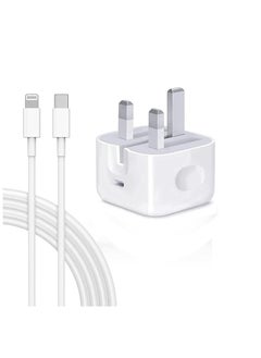 20W USB-C iPhone charger - 6ft Lightning Cable With USB-C Wall Adapter iPhone Fast Charger, Foldable Plug Cell Phone Charger Compatible with iPhone 14/13/12/11, And iPad