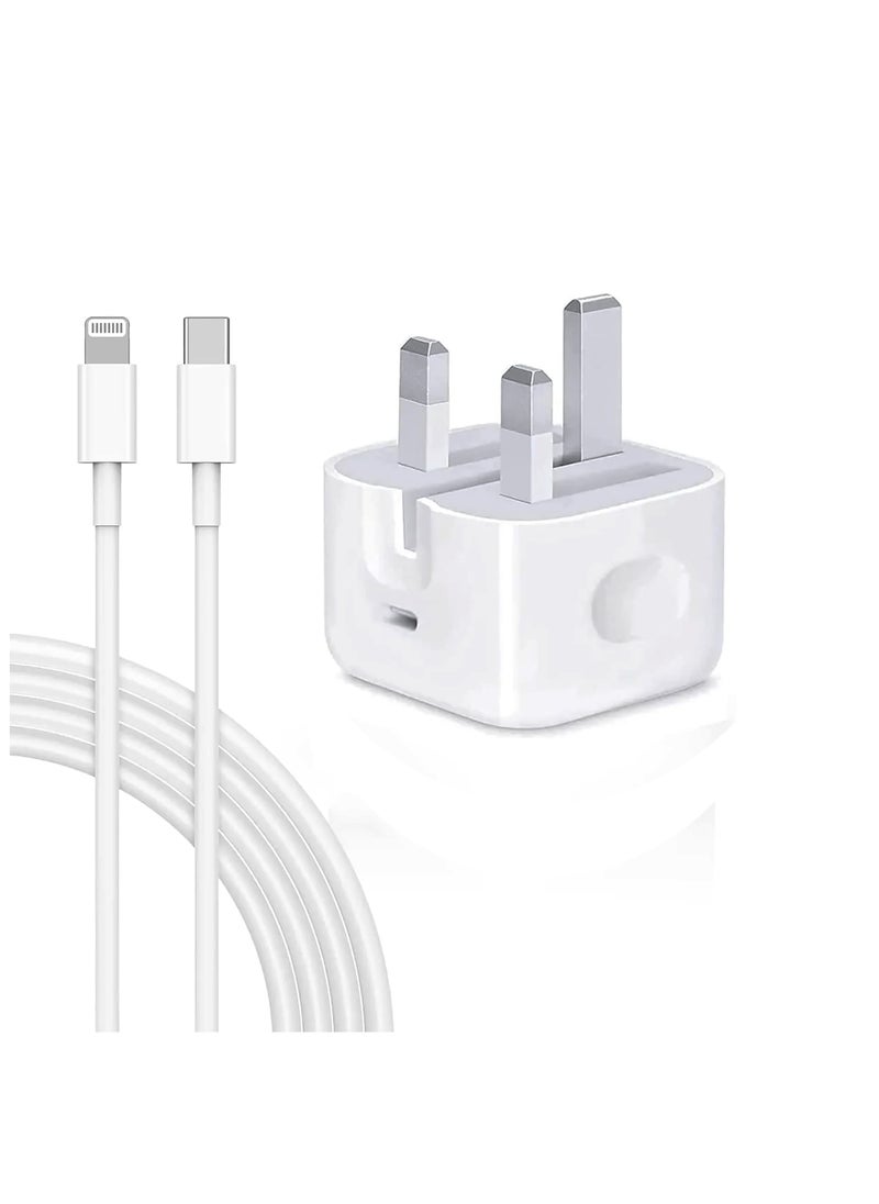 Choosey - 20W USB-C iPhone charger - 6ft Lightning Cable With USB-C Wall Adapter iPhone Fast Charger, Foldable Plug Cell Phone Charger Compatible with iPhone 14/13/12/11, And iPad - Image 1