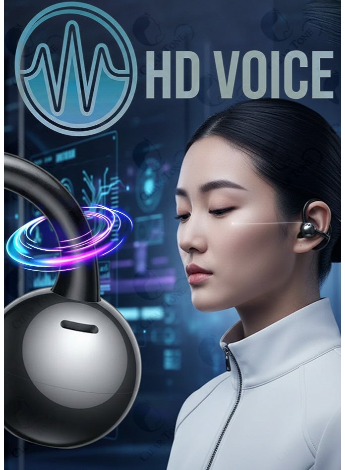 Admos Best Open Ear Clip Wireless Earbuds | Bluetooth 5.3 Air Conduction Headphones | Sport Ear Cuff Design for Running & Gym | Mini Clip-On Earphones With ENC Clear Call Mic | IP54 Waterproof | Painless Wear for iPhone & Android - Image 4