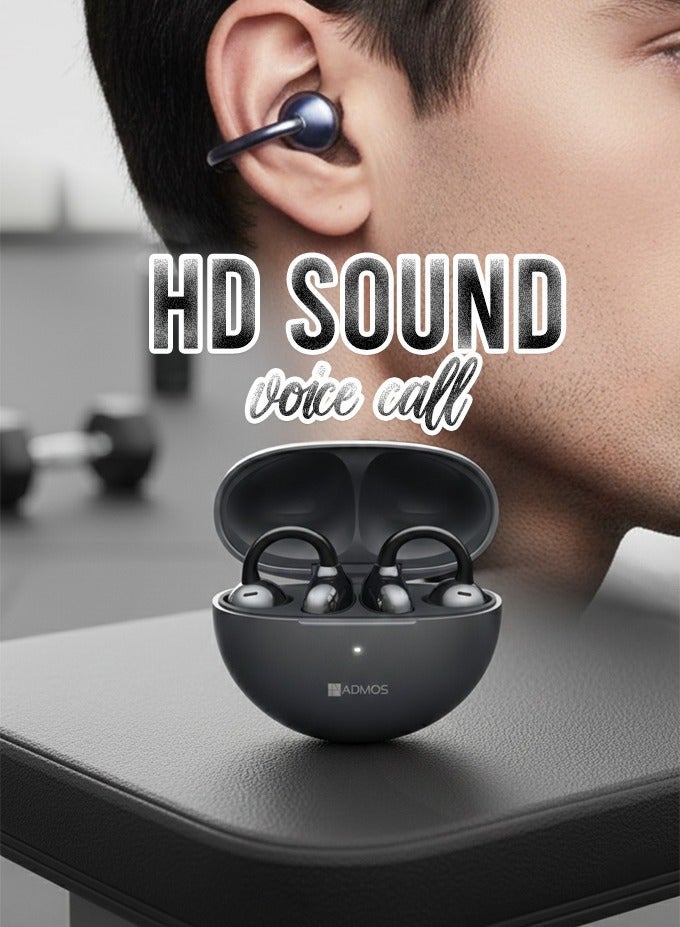Admos Best Open Ear Clip Wireless Earbuds | Bluetooth 5.3 Air Conduction Headphones | Sport Ear Cuff Design for Running & Gym | Mini Clip-On Earphones With ENC Clear Call Mic | IP54 Waterproof | Painless Wear for iPhone & Android - Image 3