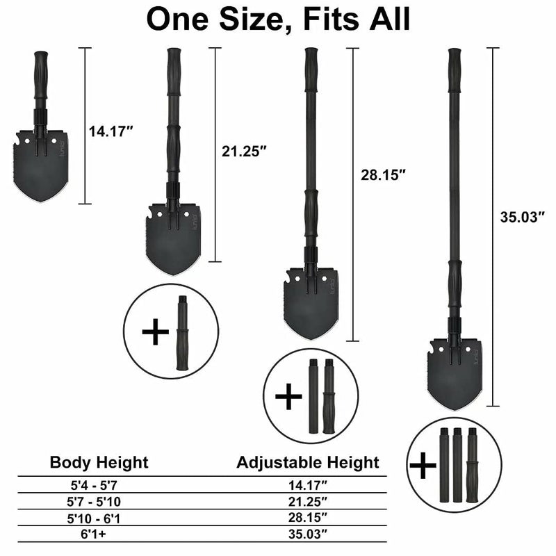 iunio Survival Folding Shovel 35In Multi-Tool  Heavy Duty Carbon Steel Military Entrenching Tool W/Pickaxe  Portable Collapsible Spade For Disaster Cleanup  Car Emergency  Camping  Off Road  Outdoor Rescue - Image 5