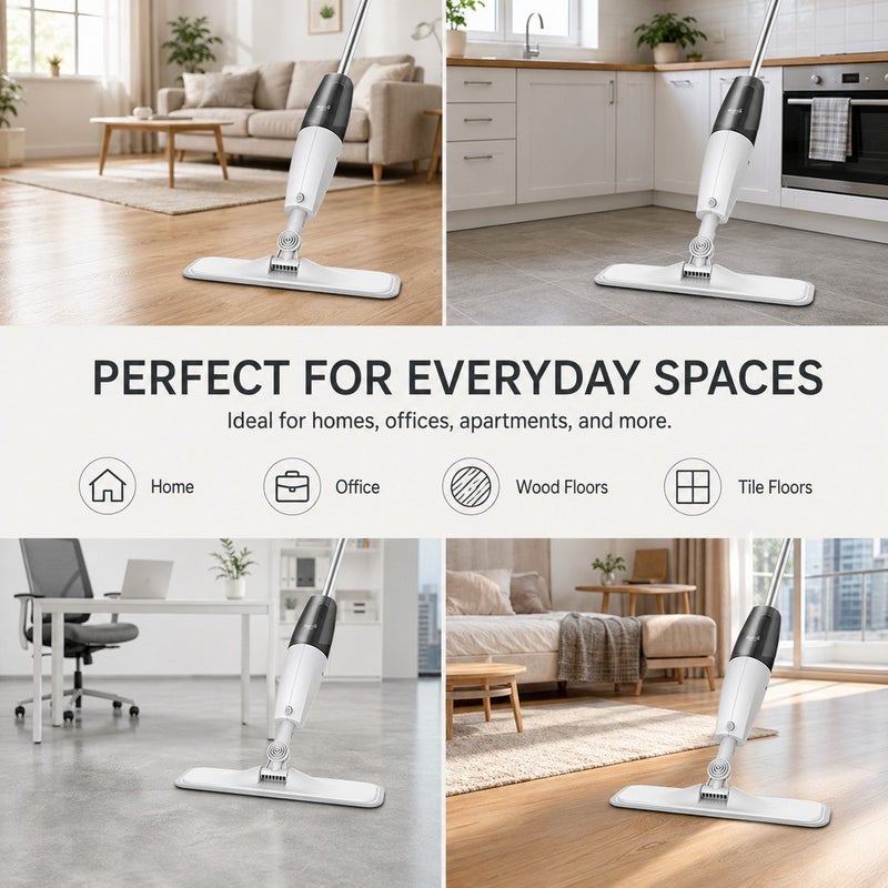 GroveMade Spray Floor Mop, Microfiber Wet Dry Mop for Hardwood, Tile & Wood Floors, Refillable Spray Mop with Adjustable Handle, Flat Floor Cleaning Mop with Reusable Pads for Home Kitchen  Office - Image 4