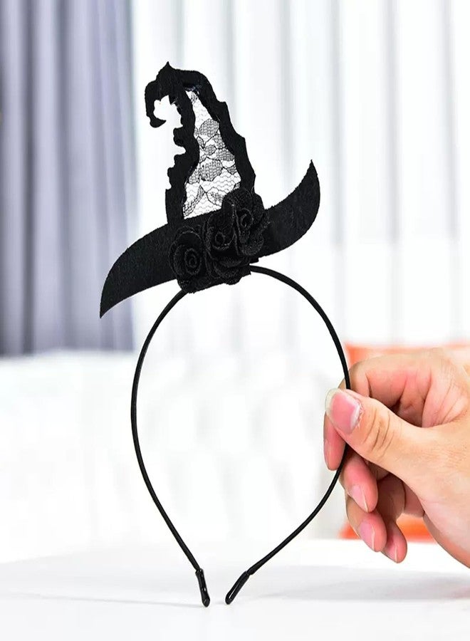 Dzrige Halloween Witch Hat Headband Pumpkin Spider Web Headwear Funny Hair Hoop Hairband Accessories for Halloween Party Cosplay (Black) - Image 5