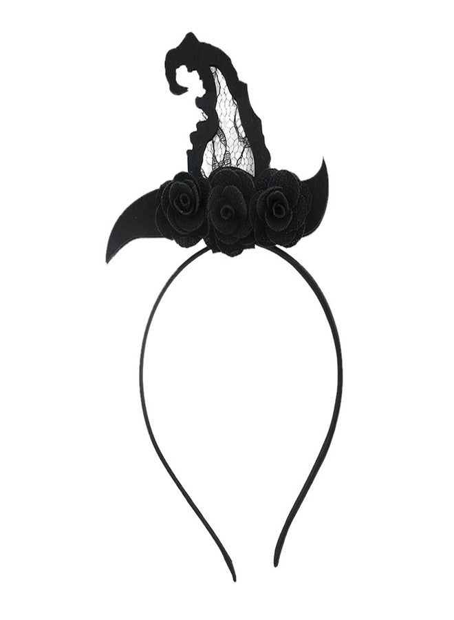 Dzrige Halloween Witch Hat Headband Pumpkin Spider Web Headwear Funny Hair Hoop Hairband Accessories for Halloween Party Cosplay (Black) - Image 1