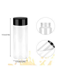 FUFU 12Pcs 10oz  Clear  Plastic Juice Bottles with Black Lids  Plastic Smoothie Bottles Ideal for Juice, Milk, Homemade  - Image 2