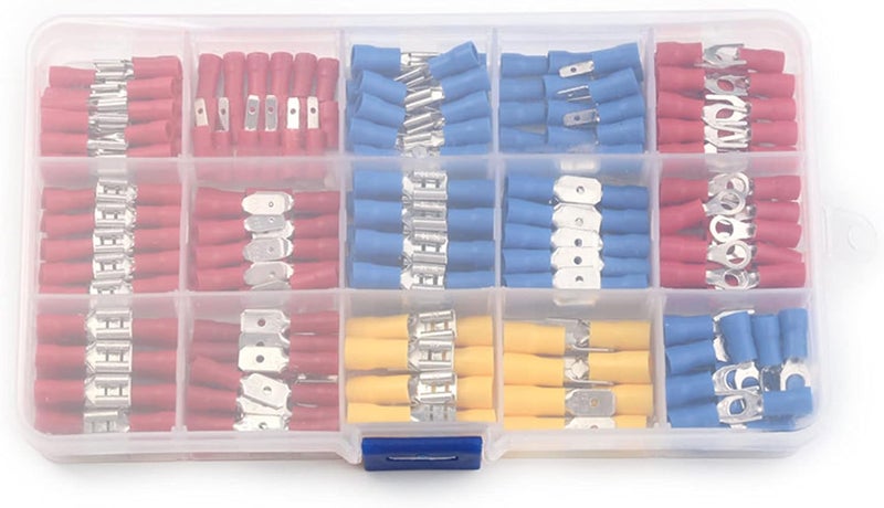 كلاراكو مجموعة متنوعة من 280 قطعة من أطراف توصيل الأسلاك الكهربائية المعزولة، حلقات توصيل، أطراف توصيل مسطحة، معبأة في علبة بلاستيكية - Image 3