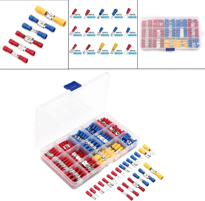كلاراكو مجموعة متنوعة من 280 قطعة من أطراف توصيل الأسلاك الكهربائية المعزولة، حلقات توصيل، أطراف توصيل مسطحة، معبأة في علبة بلاستيكية - Image 4