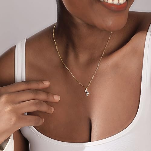 LEXODY Diamond Necklaces for Women, Dainty 14k Gold Plated Leaf Pendant Necklace Layered CZ Necklace Simple Choker Necklaces for Women Trendy Jewelry Gifts - Image 4