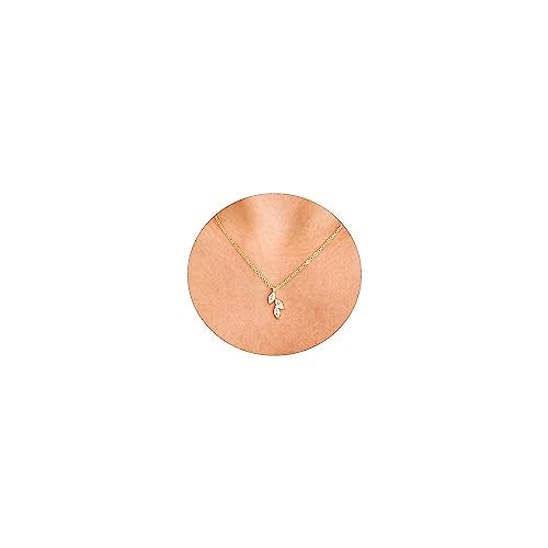 LEXODY Diamond Necklaces for Women, Dainty 14k Gold Plated Leaf Pendant Necklace Layered CZ Necklace Simple Choker Necklaces for Women Trendy Jewelry Gifts - Image 1