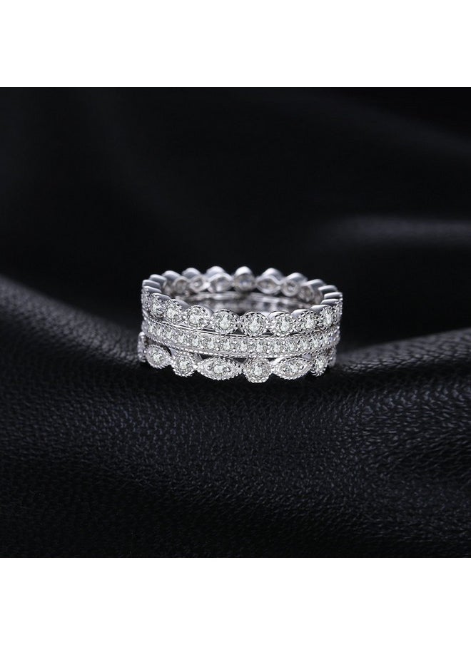 JewelryPalace - 14K Gold Plated 925 Sterling Silver Rings For Women Cubic Zirconia Promise Rings For Her Stackable Wedding Bands Rings For Women Set Size 10 - Image 1