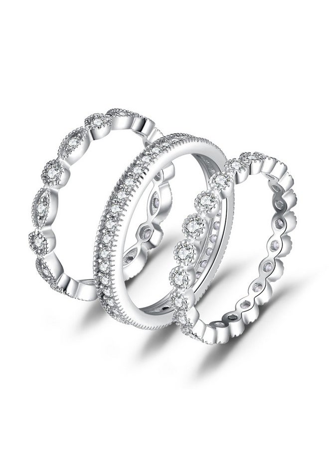 JewelryPalace - 14K Gold Plated 925 Sterling Silver Rings For Women Cubic Zirconia Promise Rings For Her Stackable Wedding Bands Rings For Women Set Size 10 - Image 1