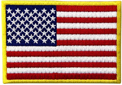PatchClub American Flag Patch Premium Embroidered 35in  Gold Border  US Flag Patch United States of America Military Uniform Iron OnSew On
