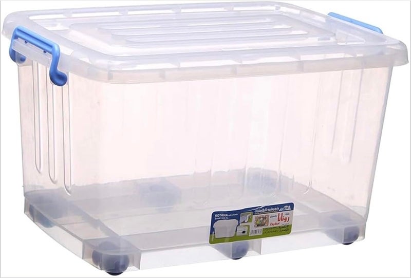 Large 112 Liter Stackable Clear Storage Box with Lid and Wheels for Home Office Garage Workshop(large) - Image 4