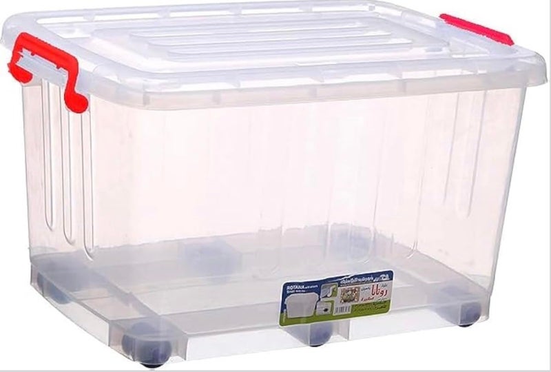 Large 112 Liter Stackable Clear Storage Box with Lid and Wheels for Home Office Garage Workshop(large) - Image 1
