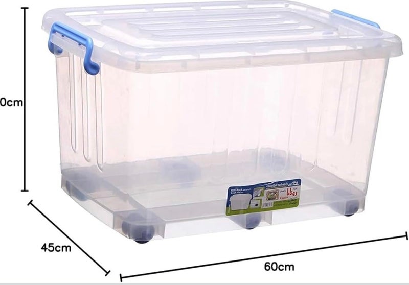 Large 112 Liter Stackable Clear Storage Box with Lid and Wheels for Home Office Garage Workshop(large) - Image 2