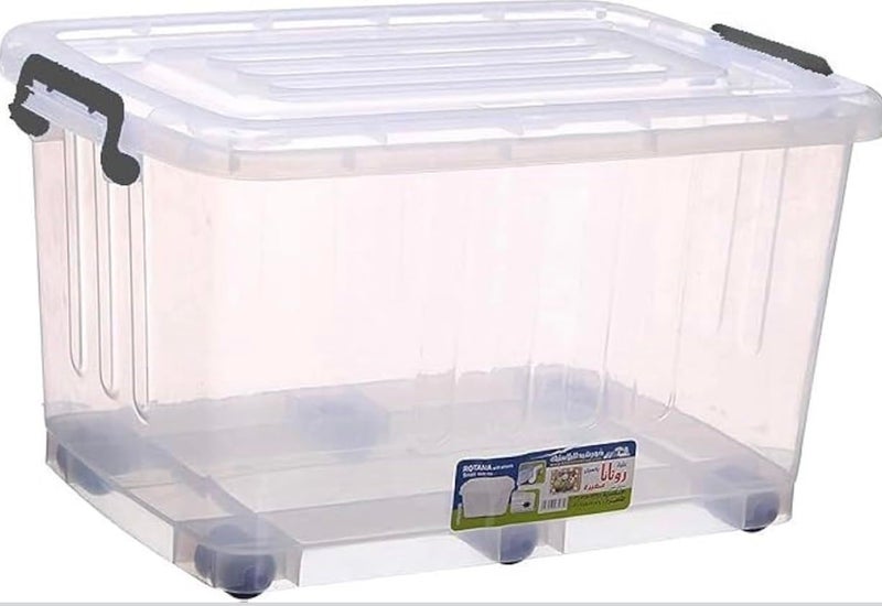 Large 112 Liter Stackable Clear Storage Box with Lid and Wheels for Home Office Garage Workshop(large) - Image 3