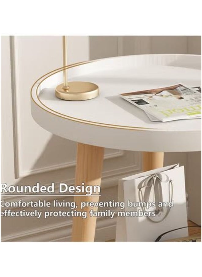 Concept home Simple Double-Layer Coffee Tables Steel Tray Table Large-Capacity Small Round Table Outdoor End Table Living Room Modern Minimalist Corner Desk Carbon Steel for Home  - Image 4