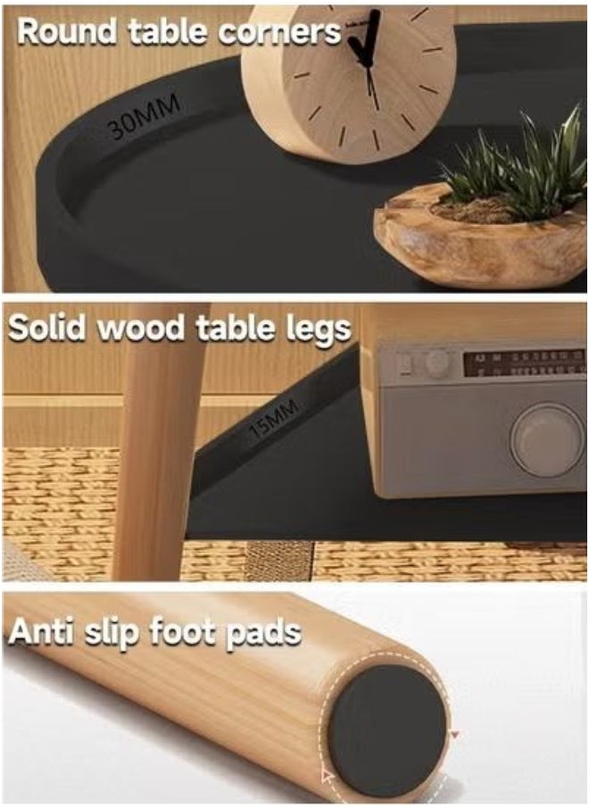 Concept home Simple Double-Layer Coffee Tables Steel Tray Table Large-Capacity Small Round Table Outdoor End Table Living Room Modern Minimalist Corner Desk Carbon Steel for Home  - Image 3