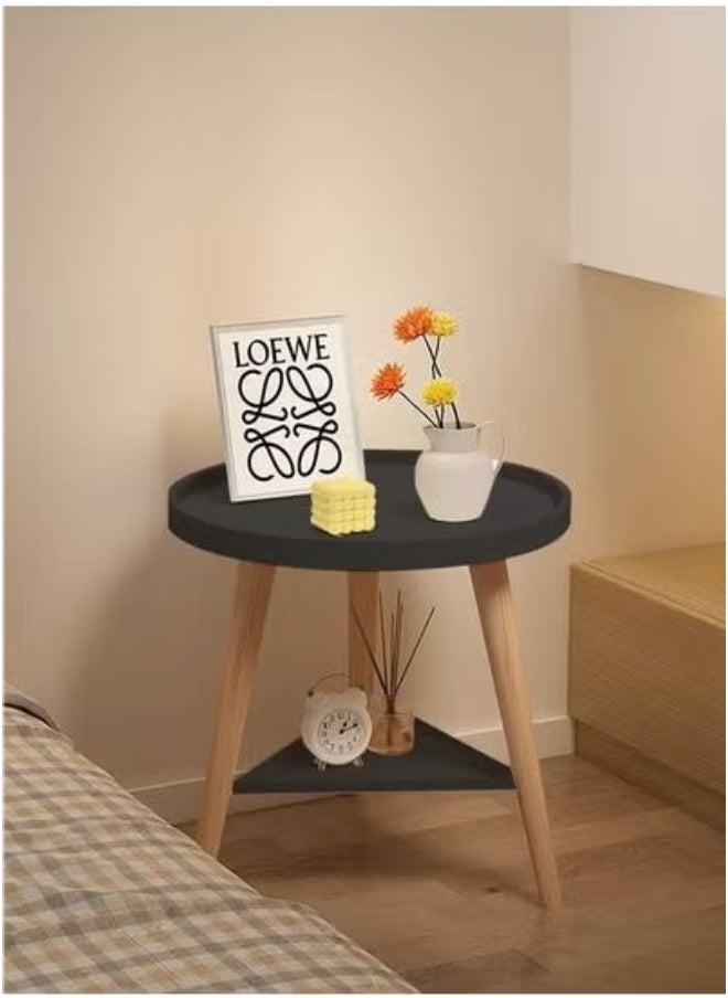 Concept home Simple Double-Layer Coffee Tables Steel Tray Table Large-Capacity Small Round Table Outdoor End Table Living Room Modern Minimalist Corner Desk Carbon Steel for Home  - Image 1