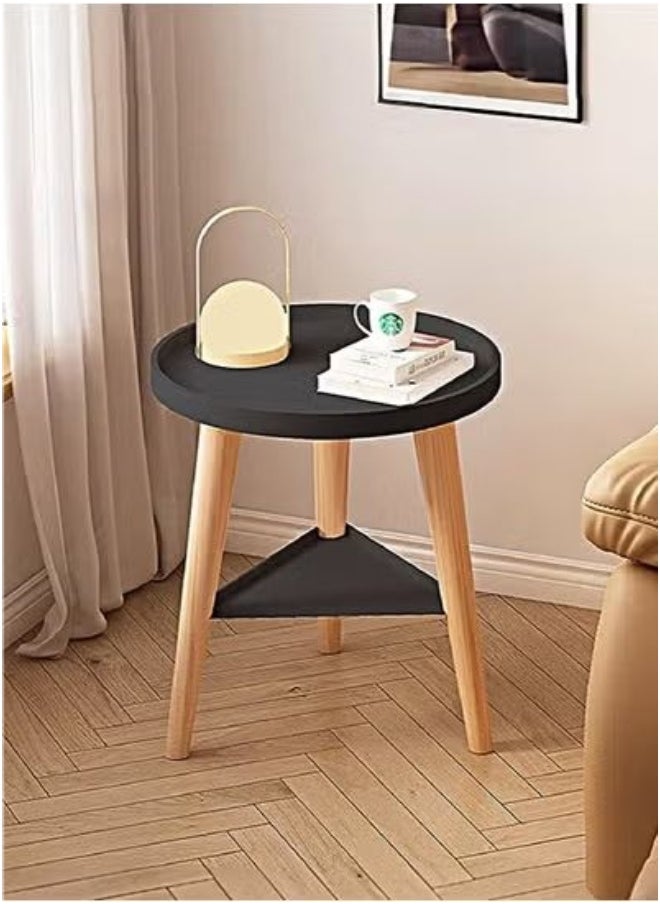 Concept home Simple Double-Layer Coffee Tables Steel Tray Table Large-Capacity Small Round Table Outdoor End Table Living Room Modern Minimalist Corner Desk Carbon Steel for Home  - Image 2