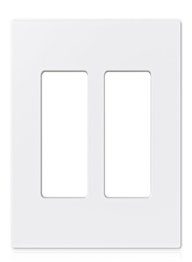 ELEGRP 2-Gang Screwless Decorative Wall Plates, Mid-Size 4.88" height x 4.94" length Unbreakable Thermoplastic Faceplate Cover for Decorator Receptacle Outlet & Switch, UL Listed (1 Pack, Matte White) - Image 1