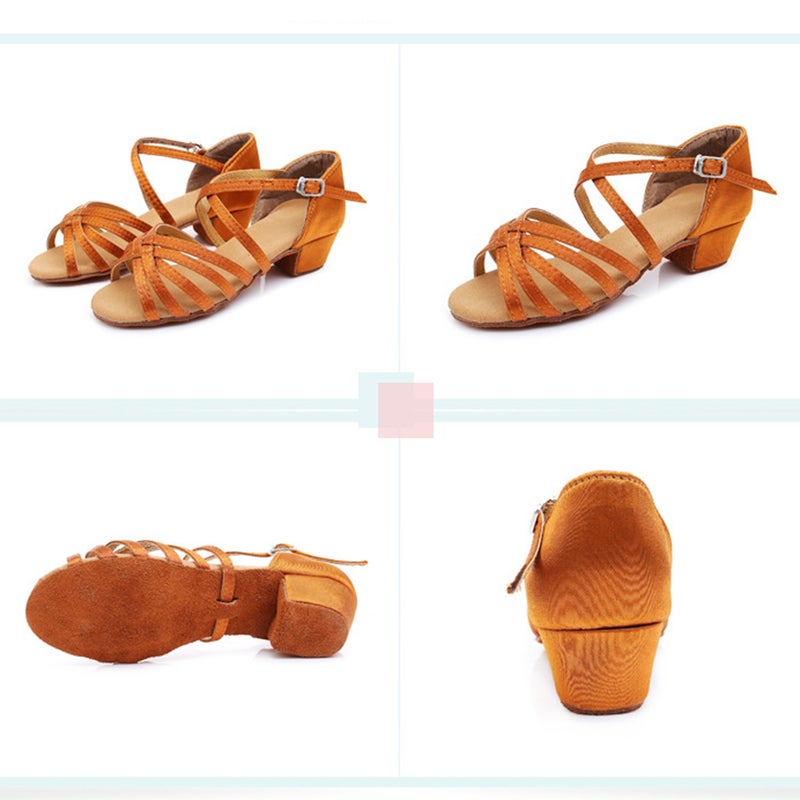 1 Pair of Low-heeled Shoes Strap Sole Latin Dancing Shoes for Girls - Size 37 - Image 2